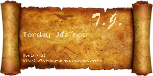 Torday János névjegykártya